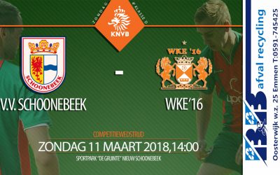 Aanstaande zondag 11 maart, Schoonebeek thuis tegen koploper WKE’16
